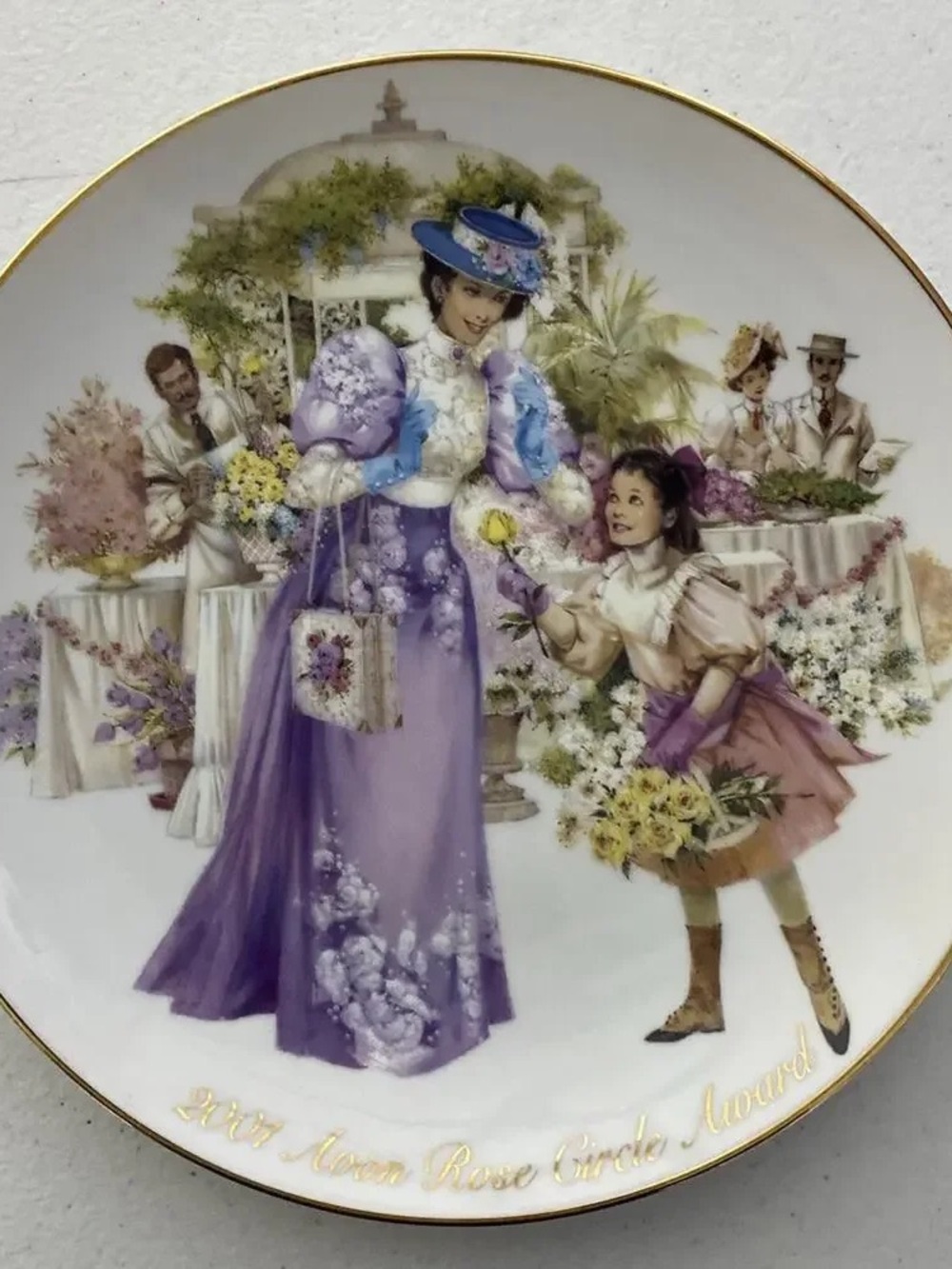 Victorian Floral Decorative Plate in Purple and White - Unbranded